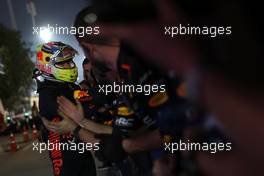 Sergio Perez (MEX) Red Bull Racing celebrates his second position in parc ferme. 05.03.2023. Formula 1 World Championship, Rd 1, Bahrain Grand Prix, Sakhir, Bahrain, Race Day.
