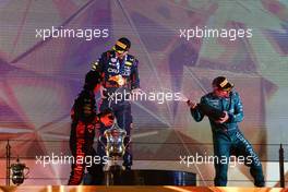 1st place Max Verstappen (NLD) Red Bull Racing RB19, 2nd place Sergio Perez (MEX) Red Bull Racing RB19 and 3rd place Fernando Alonso (ESP) Aston Martin F1 Team AMR23. 05.03.2023. Formula 1 World Championship, Rd 1, Bahrain Grand Prix, Sakhir, Bahrain, Race Day.