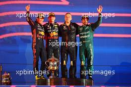 1st place Max Verstappen (NLD) Red Bull Racing RB19, 2nd place Sergio Perez (MEX) Red Bull Racing RB19 and 3rd place Fernando Alonso (ESP) Aston Martin F1 Team AMR23. 05.03.2023. Formula 1 World Championship, Rd 1, Bahrain Grand Prix, Sakhir, Bahrain, Race Day.