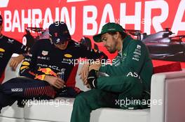 (L to R): Max Verstappen (NLD) Red Bull Racing with Fernando Alonso (ESP) Aston Martin F1 Team, in the post race FIA Press Conference. 05.03.2023. Formula 1 World Championship, Rd 1, Bahrain Grand Prix, Sakhir, Bahrain, Race Day.