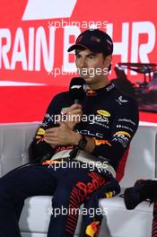 Sergio Perez (MEX) Red Bull Racing in the post race FIA Press Conference. 05.03.2023. Formula 1 World Championship, Rd 1, Bahrain Grand Prix, Sakhir, Bahrain, Race Day.