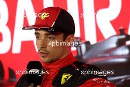 Charles Leclerc (MON) Ferrari in the post qualifying FIA Press Conference. 04.03.2023. Formula 1 World Championship, Rd 1, Bahrain Grand Prix, Sakhir, Bahrain, Qualifying Day.