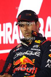 Sergio Perez (MEX) Red Bull Racing in the post qualifying FIA Press Conference. 04.03.2023. Formula 1 World Championship, Rd 1, Bahrain Grand Prix, Sakhir, Bahrain, Qualifying Day.