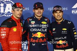 Pole Position for Max Verstappen (NLD) Red Bull Racing RB19, 2nd for Sergio Perez (MEX) Red Bull Racing and 3rd for Charles Leclerc (MON) Ferrari. 04.03.2023. Formula 1 World Championship, Rd 1, Bahrain Grand Prix, Sakhir, Bahrain, Qualifying Day.