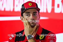 Charles Leclerc (MON) Ferrari in the FIA Press Conference. 02.03.2023. Formula 1 World Championship, Rd 1, Bahrain Grand Prix, Sakhir, Bahrain, Preparation Day.