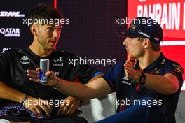 (L to R): Pierre Gasly (FRA) Alpine F1 Team and Max Verstappen (NLD) Red Bull Racing in the FIA Press Conference. 02.03.2023. Formula 1 World Championship, Rd 1, Bahrain Grand Prix, Sakhir, Bahrain, Preparation Day.