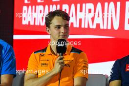 Oscar Piastri (AUS) McLaren in the FIA Press Conference. 02.03.2023. Formula 1 World Championship, Rd 1, Bahrain Grand Prix, Sakhir, Bahrain, Preparation Day.