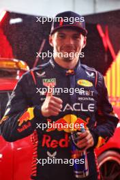 Max Verstappen (NLD) Red Bull Racing celebrates his pole position in qualifying parc ferme. 03.11.2023. Formula 1 World Championship, Rd 21, Brazilian Grand Prix, Sao Paulo, Brazil, Qualifying Day.