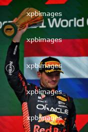 Race winner Max Verstappen (NLD) Red Bull Racing celebrates on the podium. 05.11.2023. Formula 1 World Championship, Rd 21, Brazilian Grand Prix, Sao Paulo, Brazil, Race Day.