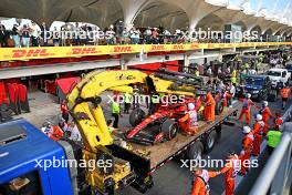 The Ferrari SF-23 of Charles Leclerc (MON) Ferrari is recovered back to the pits on the back of a truck. 05.11.2023. Formula 1 World Championship, Rd 21, Brazilian Grand Prix, Sao Paulo, Brazil, Race Day.