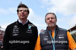 (L to R): Toto Wolff (GER) Mercedes AMG F1 Shareholder and Executive Director with Zak Brown (USA) McLaren Executive Director on the grid. 18.06.2023. Formula 1 World Championship, Rd 9, Canadian Grand Prix, Montreal, Canada, Race Day.