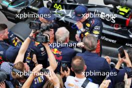 Race winner Max Verstappen (NLD) Red Bull Racing with Dr Helmut Marko (AUT) Red Bull Motorsport Consultant and Adrian Newey (GBR) Red Bull Racing Chief Technical Officer in parc ferme. 18.06.2023. Formula 1 World Championship, Rd 9, Canadian Grand Prix, Montreal, Canada, Race Day.