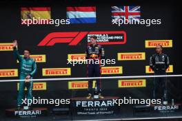 1st place Max Verstappen (NLD) Red Bull Racing RB19, 2nd place Fernando Alonso (ESP) Aston Martin F1 Team AMR23 and 3rd place Lewis Hamilton (GBR) Mercedes AMG F1 W14. 18.06.2023. Formula 1 World Championship, Rd 9, Canadian Grand Prix, Montreal, Canada, Race Day.