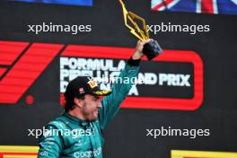 Fernando Alonso (ESP) Aston Martin F1 Team celebrates his second position on the podium. 18.06.2023. Formula 1 World Championship, Rd 9, Canadian Grand Prix, Montreal, Canada, Race Day.