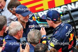 Race winner Max Verstappen (NLD) Red Bull Racing with Adrian Newey (GBR) Red Bull Racing Chief Technical Officer and Dr Helmut Marko (AUT) Red Bull Motorsport Consultant in parc ferme. 18.06.2023. Formula 1 World Championship, Rd 9, Canadian Grand Prix, Montreal, Canada, Race Day.