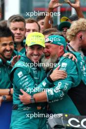 Second placed Fernando Alonso (ESP) Aston Martin F1 Team celebrates in parc ferme with the team. 18.06.2023. Formula 1 World Championship, Rd 9, Canadian Grand Prix, Montreal, Canada, Race Day.