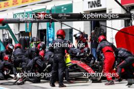 Zhou Guanyu (CHN) Alfa Romeo F1 Team C43 makes a pit stop. 18.06.2023. Formula 1 World Championship, Rd 9, Canadian Grand Prix, Montreal, Canada, Race Day.