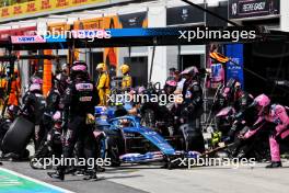 Pierre Gasly (FRA) Alpine F1 Team A523 makes a pit stop. 18.06.2023. Formula 1 World Championship, Rd 9, Canadian Grand Prix, Montreal, Canada, Race Day.