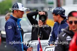 (L to R): Alexander Albon (THA) Williams Racing with Yuki Tsunoda (JPN) AlphaTauri on the drivers' parade. 18.06.2023. Formula 1 World Championship, Rd 9, Canadian Grand Prix, Montreal, Canada, Race Day.