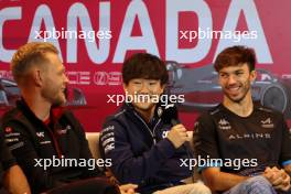 (L to R): Kevin Magnussen (DEN) Haas F1 Team; Yuki Tsunoda (JPN) AlphaTauri; and Pierre Gasly (FRA) Alpine F1 Team, in the FIA Press Conference. 15.06.2023. Formula 1 World Championship, Rd 9, Canadian Grand Prix, Montreal, Canada, Preparation Day.