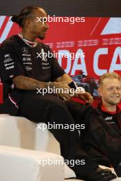 (L to R): Lewis Hamilton (GBR) Mercedes AMG F1 and Kevin Magnussen (DEN) Haas F1 Team in the FIA Press Conference. 15.06.2023. Formula 1 World Championship, Rd 9, Canadian Grand Prix, Montreal, Canada, Preparation Day.