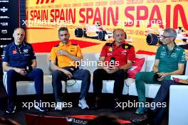 (L to R): Franz Tost (AUT) AlphaTauri Team Principal; Andreas Seidl (GER) Sauber Group Chief Executive Officer; Frederic Vasseur (FRA) Ferrari Team Principal; and Mike Krack (LUX) Aston Martin F1 Team, Team Principal, in the FIA Press Conference. 02.06.2023 Formula 1 World Championship, Rd 8, Spanish Grand Prix, Barcelona, Spain, Practice Day.