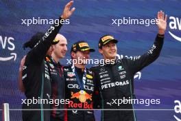 1st place Max Verstappen (NLD) Red Bull Racing RB19, 2nd place Lewis Hamilton (GBR) Mercedes AMG F1 W14 and 3rd place George Russell (GBR) Mercedes AMG F1 W14. 04.06.2023. Formula 1 World Championship, Rd 8, Spanish Grand Prix, Barcelona, Spain, Race Day.