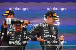 (L to R): Lewis Hamilton (GBR) Mercedes AMG F1 celebrates his second position on the podium with third placed team mate George Russell (GBR) Mercedes AMG F1. 04.06.2023. Formula 1 World Championship, Rd 8, Spanish Grand Prix, Barcelona, Spain, Race Day.