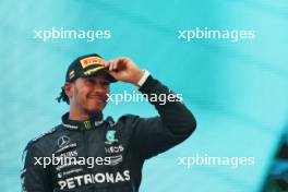 Lewis Hamilton (GBR) Mercedes AMG F1 celebrates his second position on the podium. 04.06.2023. Formula 1 World Championship, Rd 8, Spanish Grand Prix, Barcelona, Spain, Race Day.