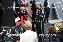 Lewis Hamilton (GBR) Mercedes AMG F1 in parc ferme with Nico Rosberg (GER). 04.06.2023. Formula 1 World Championship, Rd 8, Spanish Grand Prix, Barcelona, Spain, Race Day.