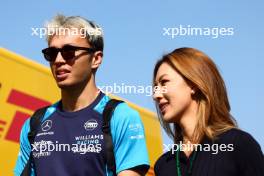Alexander Albon (THA) Williams Racing with his girlfriend Muni Lily He (CHN) Professional Golfer. 03.06.2023. Formula 1 World Championship, Rd 8, Spanish Grand Prix, Barcelona, Spain, Qualifying Day.