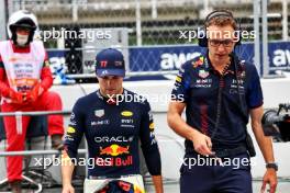 (L to R): Sergio Perez (MEX) Red Bull Racing with Hugh Bird (GBR) Red Bull Racing Engineer. 03.06.2023. Formula 1 World Championship, Rd 8, Spanish Grand Prix, Barcelona, Spain, Qualifying Day.