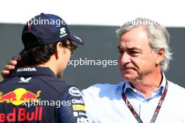 (L to R): Sergio Perez (MEX) Red Bull Racing with Carlos Sainz (ESP). 03.06.2023. Formula 1 World Championship, Rd 8, Spanish Grand Prix, Barcelona, Spain, Qualifying Day.