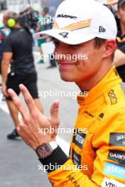 Lando Norris (GBR) McLaren celebrates his third position in qualifying parc ferme. 03.06.2023. Formula 1 World Championship, Rd 8, Spanish Grand Prix, Barcelona, Spain, Qualifying Day.