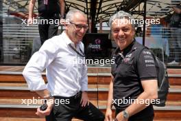 (L to R): Stefano Domenicali (ITA) Formula One President and CEO with Luca de Meo (ITA) Groupe Renault Chief Executive Officer. 04.06.2023. Formula 1 World Championship, Rd 8, Spanish Grand Prix, Barcelona, Spain, Race Day.