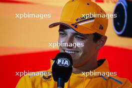 Lando Norris (GBR) McLaren in the FIA Press Conference. 01.06.2023. Formula 1 World Championship, Rd 8, Spanish Grand Prix, Barcelona, Spain, Preparation Day.