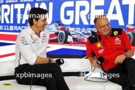 (L to R): Toto Wolff (GER) Mercedes AMG F1 Shareholder and Executive Director; and Frederic Vasseur (FRA) Ferrari Team Principal, in the FIA Press Conference. 07.07.2023. Formula 1 World Championship, Rd 11, British Grand Prix, Silverstone, England, Practice Day.