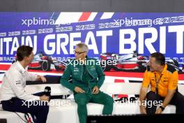 (L to R): James Vowles (GBR) Williams Racing Team Principal; Mike Krack (LUX) Aston Martin F1 Team, Team Principal; and Zak Brown (USA) McLaren Executive Director, in the FIA Press Conference. 07.07.2023. Formula 1 World Championship, Rd 11, British Grand Prix, Silverstone, England, Practice Day.
