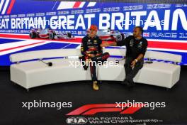 (L to R): Max Verstappen (NLD) Red Bull Racing and Lewis Hamilton (GBR) Mercedes AMG F1 in the post race FIA Press Conference. 09.07.2023. Formula 1 World Championship, Rd 11, British Grand Prix, Silverstone, England, Race Day.