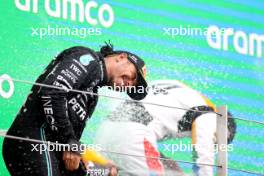 Lewis Hamilton (GBR) Mercedes AMG F1 celebrates his third position on the podium. 09.07.2023. Formula 1 World Championship, Rd 11, British Grand Prix, Silverstone, England, Race Day.