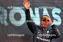Lewis Hamilton (GBR) Mercedes AMG F1 celebrates his third position on the podium. 09.07.2023. Formula 1 World Championship, Rd 11, British Grand Prix, Silverstone, England, Race Day.