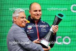 Gianpiero Lambiase (ITA) Red Bull Racing Engineer celebrates on the podium. 09.07.2023. Formula 1 World Championship, Rd 11, British Grand Prix, Silverstone, England, Race Day.