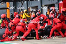 Charles Leclerc (MON) Ferrari SF-23 makes a pit stop. 09.07.2023. Formula 1 World Championship, Rd 11, British Grand Prix, Silverstone, England, Race Day.