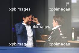 (L to R): Mohammed Bin Sulayem (UAE) FIA President with Toto Wolff (GER) Mercedes AMG F1 Shareholder and Executive Director. 08.07.2023. Formula 1 World Championship, Rd 11, British Grand Prix, Silverstone, England, Qualifying Day.