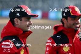 (L to R): Charles Leclerc (MON) Ferrari with team mate Carlos Sainz Jr (ESP) Ferrari. 06.07.2023. Formula 1 World Championship, Rd 11, British Grand Prix, Silverstone, England, Preparation Day.
