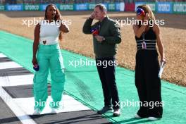 (L to R): Naomi Schiff (RWA) / (BEL) Sky Sports F1 Presenter with Martin Brundle (GBR) Sky Sports Commentator and Natalie Pinkham (GBR) Sky Sports Presenter. 06.07.2023. Formula 1 World Championship, Rd 11, British Grand Prix, Silverstone, England, Preparation Day.