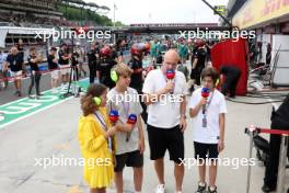 (L to R): Ruby (GER) Sky Sports Junior Presenter; Karl (GER) Sky Sports Junior Presenter; Frank Buschmann (GER) Sky F1 Commentator; and Phoenix (GER) Sky Sports Junior Presenter. 21.07.2023. Formula 1 World Championship, Rd 12, Hungarian Grand Prix, Budapest, Hungary, Practice Day.