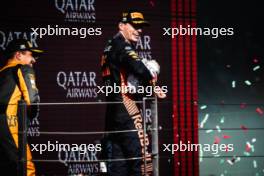 Race winner Max Verstappen (NLD) Red Bull Racing celebrates on the podium. 23.07.2023. Formula 1 World Championship, Rd 12, Hungarian Grand Prix, Budapest, Hungary, Race Day.