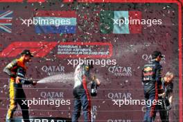 The podium (L to R): Lando Norris (GBR) McLaren, second; Max Verstappen (NLD) Red Bull Racing, race winner; Sergio Perez (MEX) Red Bull Racing, third; Paul Monaghan (GBR) Red Bull Racing Chief Engineer. 23.07.2023. Formula 1 World Championship, Rd 12, Hungarian Grand Prix, Budapest, Hungary, Race Day.