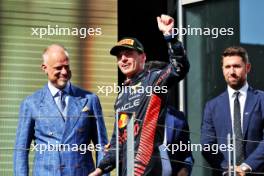 Race winner Max Verstappen (NLD) Red Bull Racing celebrates on the podium. 23.07.2023. Formula 1 World Championship, Rd 12, Hungarian Grand Prix, Budapest, Hungary, Race Day.